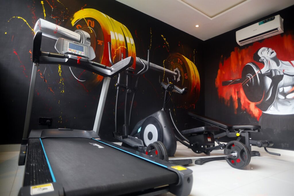 Brum Height 5: Residents' gym with a treadmill and exercise bicycle